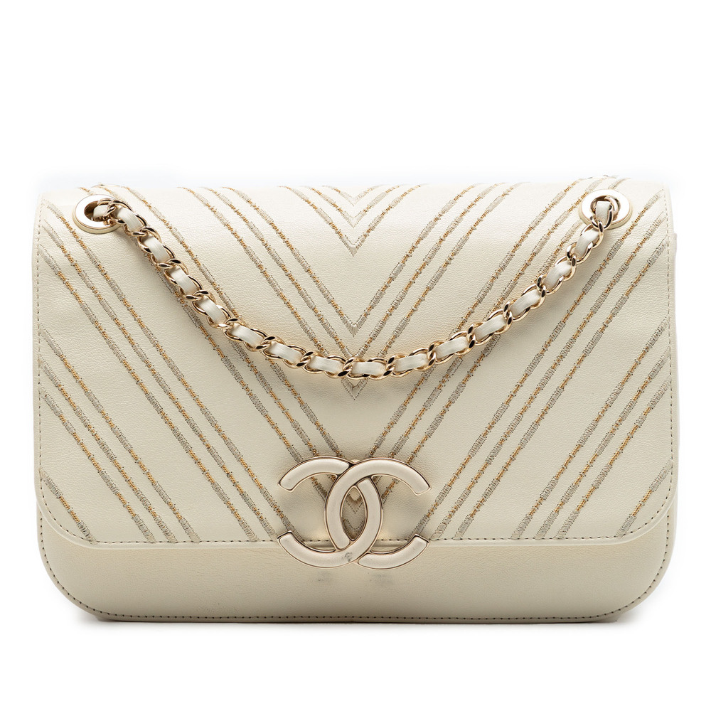 Pre-Loved Chanel Large Chevron Sheepskin Subtle Flap